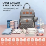 3 In 1 Diaper Bag Backpack Foldable Baby Bed Waterproof Travel Bag with USB Charge Diaper Bag Backpack with Changing Bed 3 types - Imagine 4