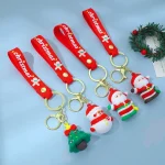 Cartoon Silicone Christmas Keychain Mini 3D Santa Claus Keyring Unisex Backpack Pendant Car Key Holder DIY Accessories Xmas Gift - Imagine 6