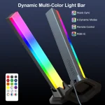 1 Pair RGB Rhythm Light,180° Smart Light Bars,Gaming LED Lights,16 Million DIY Color Adjustments,Remote Control,USB Pickup Light - Imagine 5