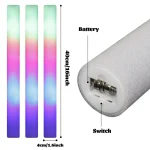 15/30Pcs LED Glow Sticks Bulk Colorful RGB Glow Foam Stick Cheer Tube Dark Light for Xmas Birthday Wedding Party Supplies - Imagine 3