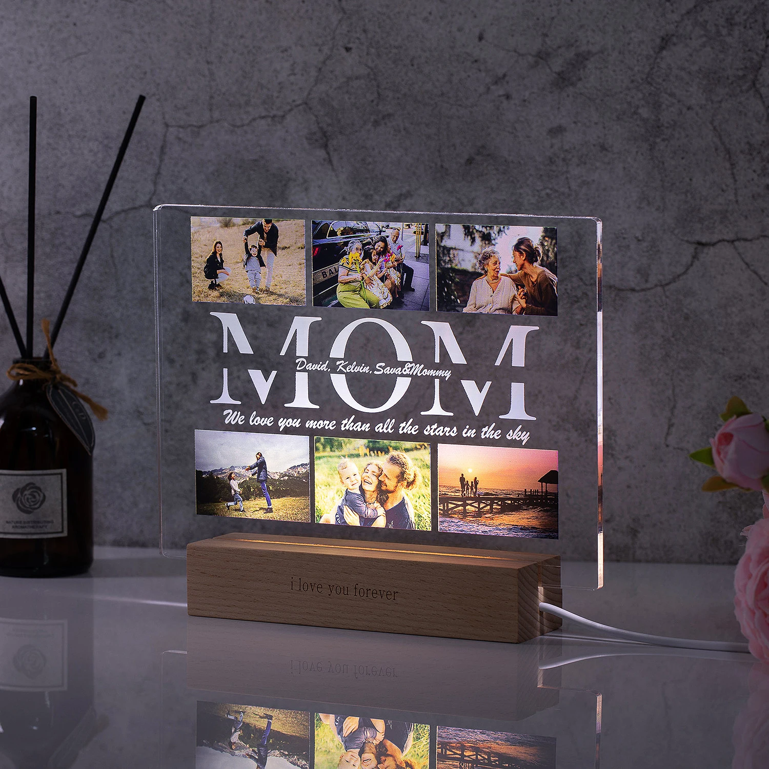 kf-Sbae7600753ff4167b2dc12cf8956d71a8 Personalized Custom Photo Text 3D Acrylic Lamp Customized Bedroom NightLight for MOM DAD LOVE Family Birthday Christmas Day Gift - Imagine 1
