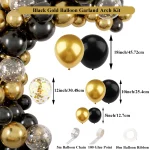 Black Gold Metallic Balloon Arch Boy Girl Birthday Family Party Supplies Adult Wedding Baby Shower Graduation Ballons Decoration - Imagine 4