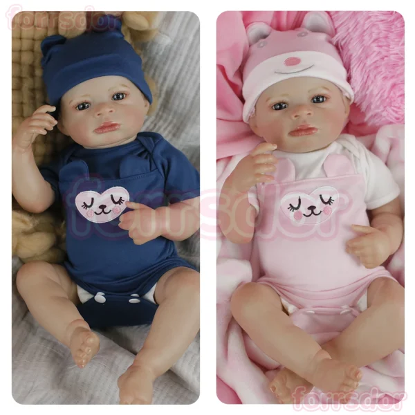 18inch Twins Reborn Baby Doll Lanny Soft Vinyl Body Newborn Baby Size Handmade 3D Skin Painted Hair Visible Veins Chrismtas Gift