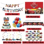 Cars Birthday Party Decoration Set Lightning Mcqueen Theme Tablecloth Banner Cake Topper Balloon for kids Party Supplies - Imagine 2