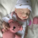 Realistic 17inch Reborn Doll Full Silicone Cuddly Baby Girl with Angelic Smile for Depression & Loneliness Support Collectibles - Imagine 2