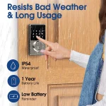 Smart Lock with password, Keyless Entry Door Lock with Touchscreen Keypads, Easy to Install, App Unlock, 50 User Codes - Imagine 6