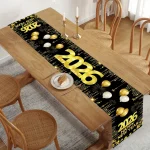 2026 Christmas New Year Table Runner Trendy Style Linen Fabric Party Family Gathering Table Decor Durable Washable Hot Item - Imagine 3