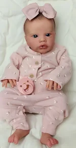 NPK 19 Inch Lifelike Reborn Toddler Doll Baby Girl with Soft Cloth Body Hand Drawn Hair Primrose Outfit Awake Expression