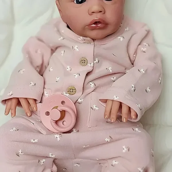 NPK 19 Inch Lifelike Reborn Toddler Doll Baby Girl with Soft Cloth Body Hand Drawn Hair Primrose Outfit Awake Expression
