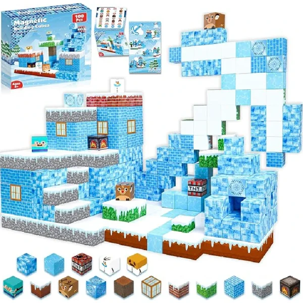 New Creative Magnetic Building Blocks Lce World Magnet Cube Architectural DIY Model Kids Toy Christmas Gifts for Boy Girls