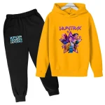 Kpop Demon Hunters Hot Cartoon Print Kids Autumn Spring Casual 2pcs Hoodie+Pants Tracksuits 2-13 Years Boys Girls Clothes Sets - Imagine 6