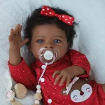 50 cm Reborn Doll Baby Doll Vinyl Limbs with 3D Painted Skin Realistic Soft Cloth Body African American Doll Toy Christmas Gift - Imagine 2