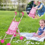 Creative Multicolor Dolls Pram Foldable Playing House Doll Handcart Stable Lightweight Baby Stroller For Boy Girl Doll Handcart