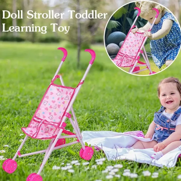 Creative Multicolor Dolls Pram Foldable Playing House Doll Handcart Stable Lightweight Baby Stroller For Boy Girl Doll Handcart
