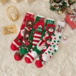 5 Pairs Ladies' Socks Pack New Christmas Cute Cartoon Colorful Kawaii Floor Socks Thickened Warm Comfortable Coral Fleece Socks - Imagine 5