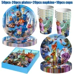 Disney Zootopia Birthday Party Decorations Supplies Judy Nick Tableware Tablecloth Balloon Zootropolis‌ Happy Birthday Plate Kit - Imagine 2