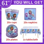 Gabby Dollhouse Birthday Party Decoration Set Paper Napkins Plates Cups Girls Tableware Supplies Boys Baby Shower for Kids Gifts - Imagine 2
