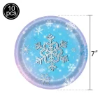 Snowflake Birthday Party Supplies Tableware Plates Napkins Cups Banner Balloon for Winter Wonderland Christmas Home Decorations - Imagine 3