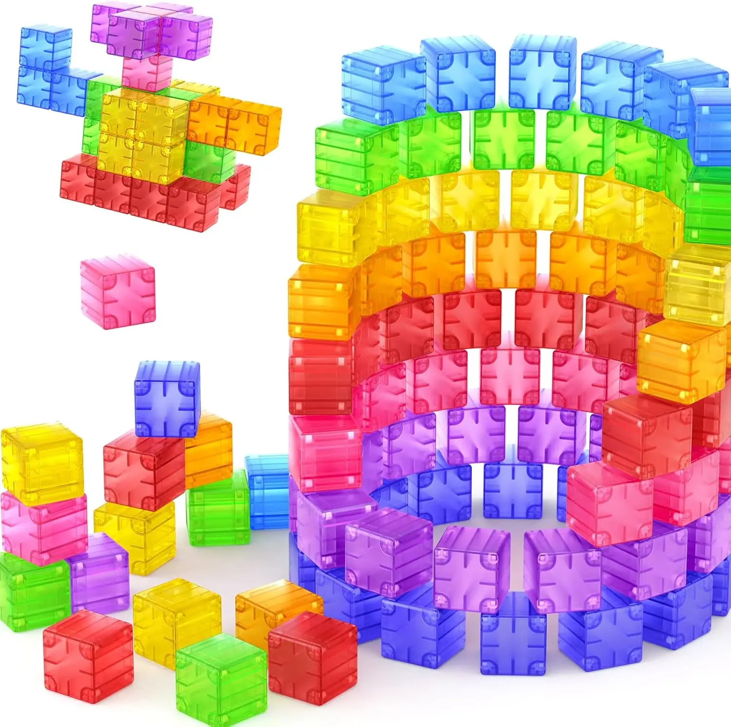 kf-Sd49f0f76046f4f22b27d9dd9d9255201T Magnetic Building Blocks Toy Transparent Magnetic Cubes Construction Set Preschool STEM Educational Sensory Toys Gift - Imagine 1