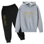 Kids Fashion Brand Letter Print 2 Pieces Hoodie + Pants Sweaters 2-13 Years Boys Girls Casual Clothing Kids Clothing Sets - Imagine 5