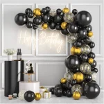 Black Gold Metallic Balloon Arch Boy Girl Birthday Family Party Supplies Adult Wedding Baby Shower Graduation Ballons Decoration - Imagine 2