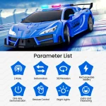 Remote Control Cars Police Car Toy Gesture Sensing with LED Light, 2.4GHz One Button Transformation Robot RC Cars Gift for Kids - Imagine 2