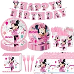 Minnie Mouse Birthday Party Decorations Tableware Set Birthday Decorations Full Set Pink Balloons Banner Candy Box Kids Favors - Imagine 3