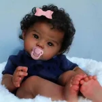 Reborn Baby Doll Black Baby Doll Soft Body And Curly Hair Realistic Newborn Baby Doll Real Life Baby Doll Cloth Body - Imagine 6