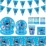 Disney Stitch Birthday Party Decoration Lilo And Stitch Theme Tableware Set Cup Plate Angle Balloon Supplies For Kids Boy Girls - Imagine 3