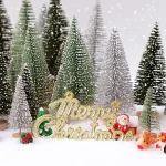 Mini Christmas Trees Different Size Craft Artificial Wooden Base Mini Christmas Tree Xmas Home Party New Year 2025 Decoration - Imagine 4