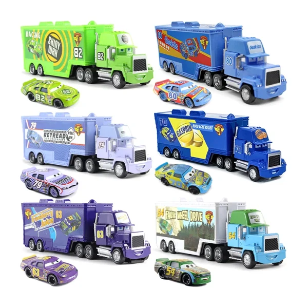 Disney Pixar Cars Trucks With Car Mack Truck Ramirez 51 Dinoco 42 Racing Toy 1:55 Die Casting Tank Coat Model Children's Gifts