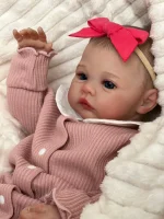 NPK 19inch Meadow Reborn Baby Doll Newborn Baby Size Real Picture Handmade 3D Skin Painted Hair Visible Veins - Imagine 4