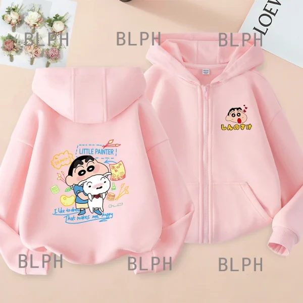 Crayon Shin-shin Parent-child Clothing Harajuku Printed Adult And Children's Zipper Sweater, Same Style, Sports Casual