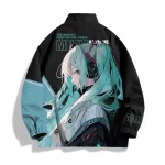 Spring Hatsune Miku anime co branded jacket for boys and girls hooded jacket cardigan cartoon printed top thin clothing loose fi - Imagine 3