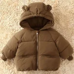 Boys Girls Thickened Down Coats Baby Winter Warm Hooded Jackets Outerwear Children Fashion Solid Color Coat Kids Casual Clothing - Imagine 2