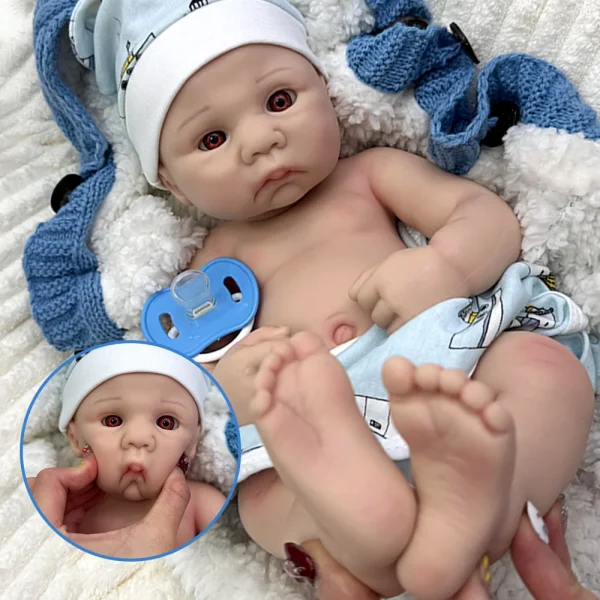 16" Flexible Silicone Reborn Baby Boy Art Artist Collection Lifelike Open Eyes Newborn Doll For Kids' Birthday Or Christmas
