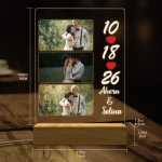 1PC Customized Photo and Text Wooden Base Acrylic Night Light,LED Warm Light Night Light, Valentine/Wedding/Birthday Gift - Imagine 4