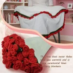 1pcs Finished Flower Bouquet Blanket Soft and Lightweight Knitted Throw Blankets for Birthday Wedding Valentine’s Day Home Decor - Imagine 6