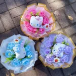 Kawaii Hello Kitty Cat Dolls With Artificial Flowers Creative Bouquet Christmas Valentine Birthday Graduation Gifts - Imagine 2