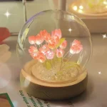 Artificial Tulip Flower Night Light Handmade DIY Bedside Lamp LED Night Lamp Bedroom Decor Christmas Birthday Gifts Table Lamp - Imagine 5