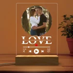 1PC Customized Photo and Text Wooden Base Acrylic Night Light,LED Warm Light Night Light, Valentine/Wedding/Birthday Gift