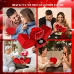 Exquisite Pink Heart Necklace withRed Rose Gift Box for Wife,Mother's Day Present,Valentine's Date Souvenir,Anniversary Keepsake - Imagine 5
