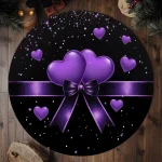 Valentines Day Rug, Valentines Rug, Cute Hearts carpet, Round Hearts Rug Circle Hearts Rug Black Purple Rug, Bedroom Rug - Imagine 2