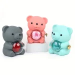 Eternal Rose Bear Gifts Box with Necklace Rotate Rose Jewelry Box Valentine Wedding Storage Christmas Gift for Women Girlfriend - Imagine 2