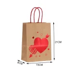 5-50pcs Valentine Kraft Paper Gift Bags Red Heart Candy Goodie Favor Paper Bags with Handles for Valentines Day Wedding Decor ﻿ - Imagine 4