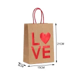 5-50pcs Valentine Kraft Paper Gift Bags Red Heart Candy Goodie Favor Paper Bags with Handles for Valentines Day Wedding Decor ﻿ - Imagine 2