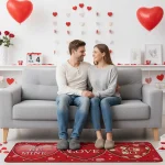 VIKAMA 2PCS Valentines Day Kitchen Mats for Floor Red Love Heart Non-Slip Washable Rugs Set for Holiday Home Decor Door Mat - Imagine 2