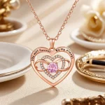 Zircon Heart Necklace Pendant With Rose Bow Box 2025 New Jewelry Set For Girlfriend Christmas Valentine Day Anniversary Gift - Imagine 2
