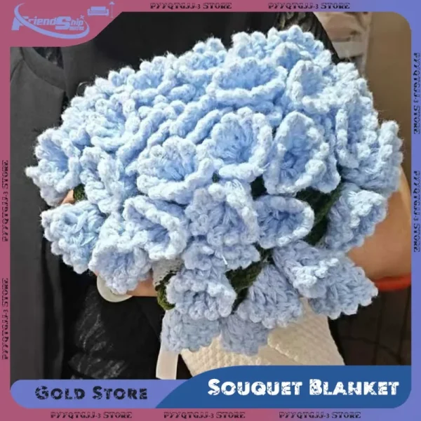 DIY Soft Rose Bouquet Foldable Blanket Wool Crochet Throw Perfect for Home Decoration Birthday Mothers Day Valentines Day Gifts