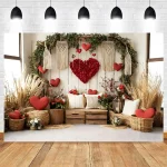 Boho Style Valentine's Day Decoration Photography Backdrop Indoor Romantic Love Flowers Proposal Scene Portrait Photo Background - Imagine 5